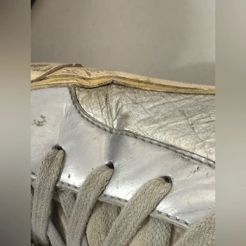 Golden Goose Silver High-Top Sneakers with Cream Soles